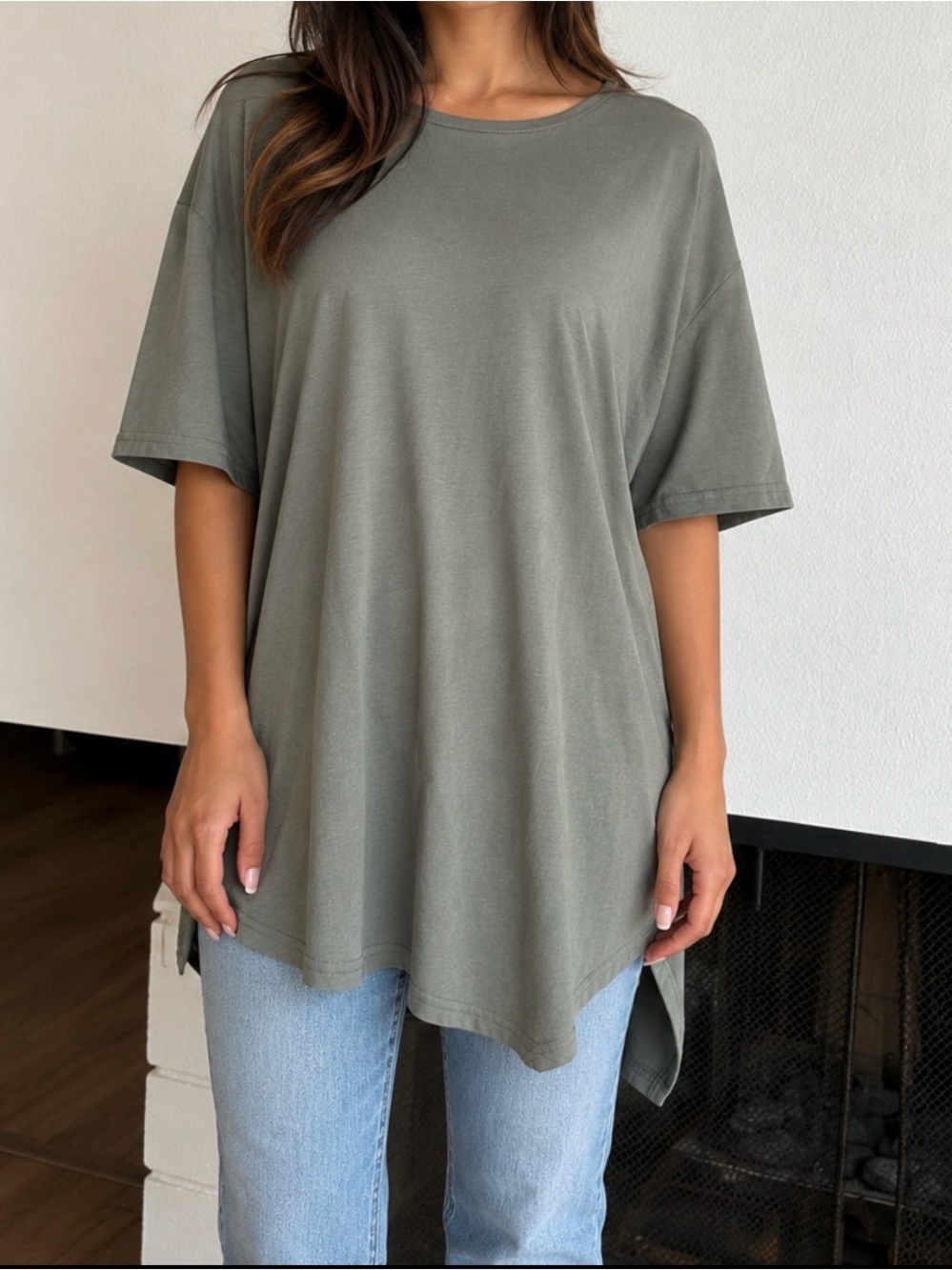 Relaxed Olive Crewneck Short Sleeve Tee